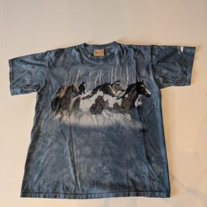 The Mountain Horses Graphic Tie Dye T-Shirt Blue 1999